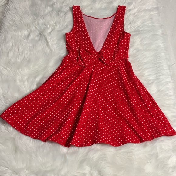 Forever 21 Red Polka Dot Skater Dress Medium - Picture 4 of 8